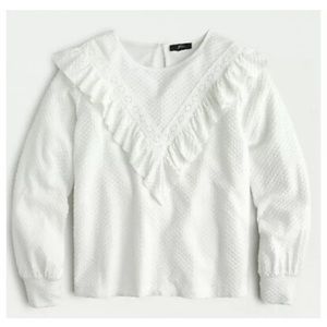 Jcrew Ruffle Trim Honeycomb Knit Cotton Top